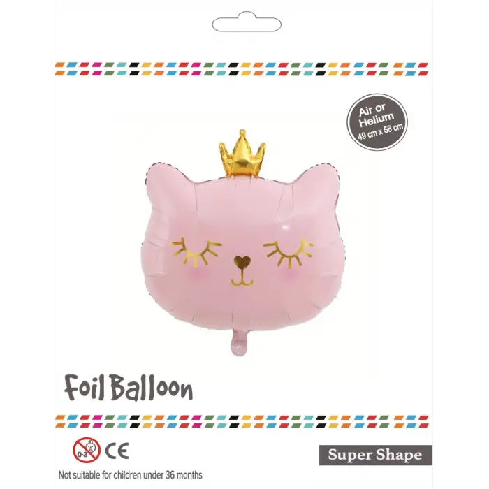 Pembe Kedi Kafası Folyo Balon