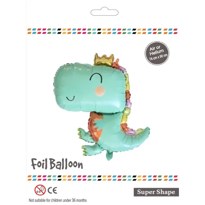 Sevimli Yeşil Trex Folyo Balon