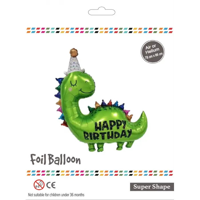 Yeşil Happy Birthday Dinazor Folyo Balon