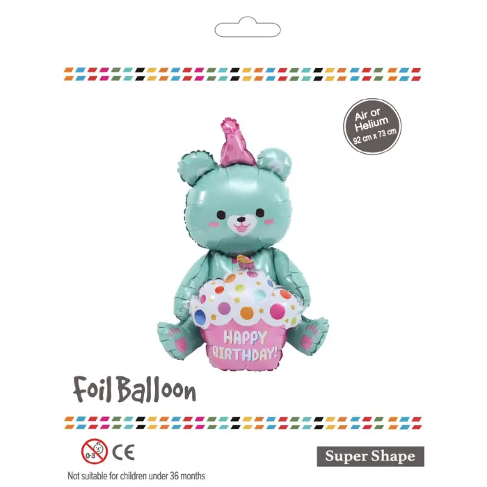 Yeşil Oturan Ayı Folyo Balon