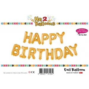 16Altın Happy Birthday Folyo Balon