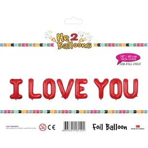16Kırmızı I Love You Folyo Balon