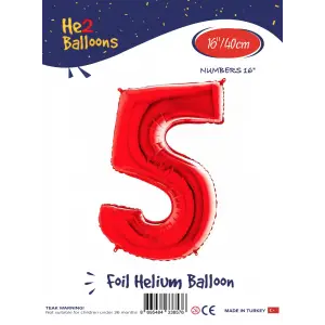 16Kırmızı Folyo Balon ( 5 )