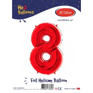 16Kırmızı Folyo Balon ( 8 )