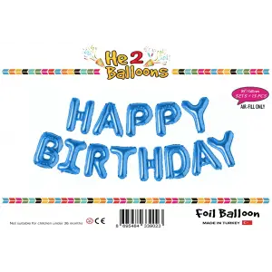 16Mavi Happy Birthday Folyo Balon
