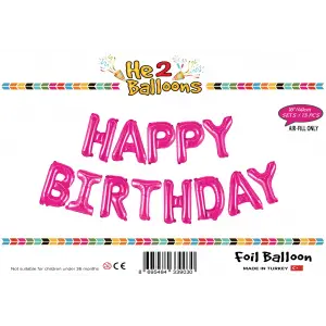 16Pembe Happy Birthday Folyo Balon