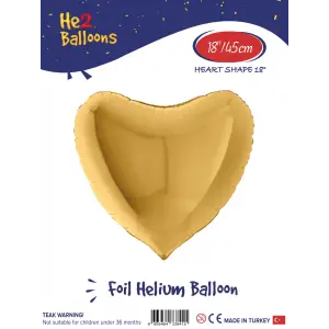 18 Altın Kalp Folyo Balon