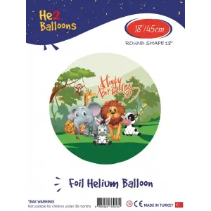 18Baskılı Yuvarlak Folyo Balon(Safari)