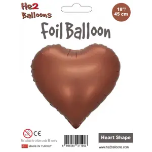18Kahverengi Kalp Folyo Balon