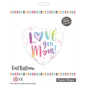 18 Kalp Love You Mom Folyo Balon