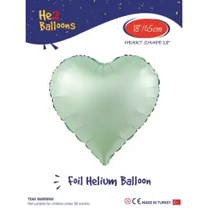 18Su Yeşili Kalp Folyo Balon