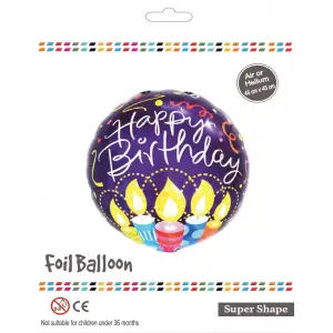 18Yuvarlak Mor Mumlu Folyo Balon