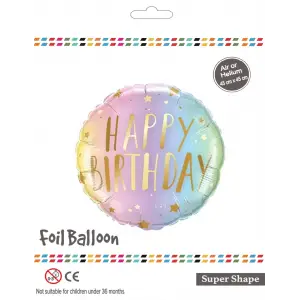 18Yuvarlak Unicorn Happy Birthday Folyo Balon