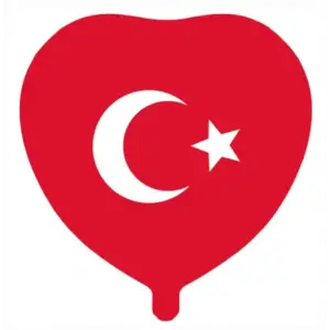 24Baskılı Kalp Folyo Balon(Bayrak) 50 Li Paket