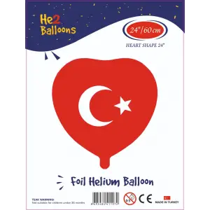 24Baskılı Kalp Folyo Balon(Bayrak)