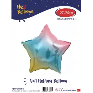 24 Gökkuşağı Yıldız Folyo Balon