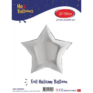 24 Gümüş Yıldız Folyo Balon