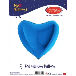 24 Mavi Kalp Folyo Balon