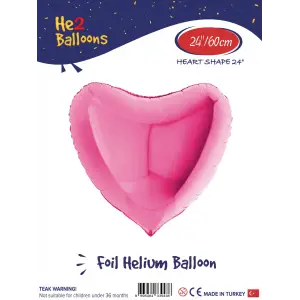 24 Pembe Kalp Folyo Balon