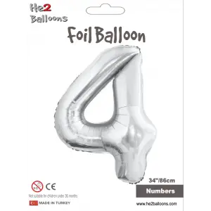 34 Gümüş Renk Folyo Balon ( 4 )
