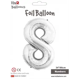 34 Gümüş Renk Folyo Balon ( 8 )