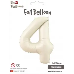 34 Krem Renk Folyo Balon ( 4 )