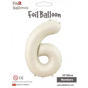 34 Krem Renk Folyo Balon ( 6 )