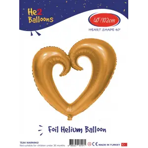 40 Delikli Altın Kalp Folyo Balon