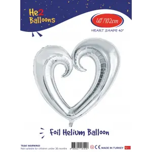 40 Delikli Gümüş Kalp Folyo Balon