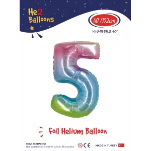 40 Gökkuşağı Renk Folyo Balon ( 5 )