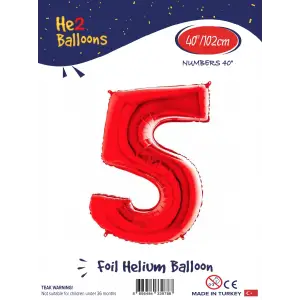 40 Kırmızı Renk Folyo Balon ( 5 )