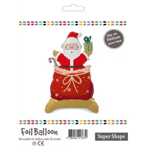 Ayaklı Noel Baba Folyo Balon 34x63 CM