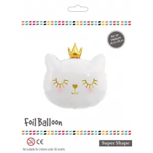 Beyaz Kedi Kafası Folyo Balon