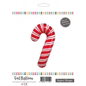 Kırmızı Baston Şeker Folyo Balon 85 CM