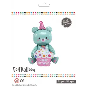 Yeşil Oturan Ayı Folyo Balon