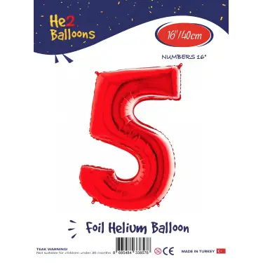 16Kırmızı Folyo Balon ( 5 )