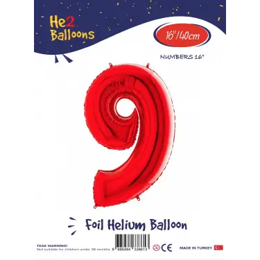 16Kırmızı Folyo Balon ( 9 )