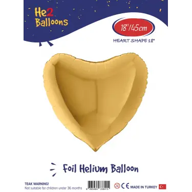 18 Altın Kalp Folyo Balon