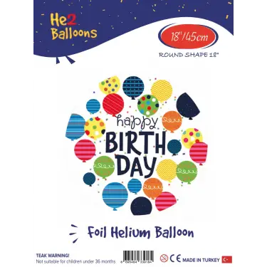18Baskılı Yuvarlak Folyo Balon(Balonlu Birthday)