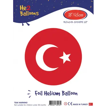 18Baskılı Yuvarlak Folyo Balon(Bayrak)