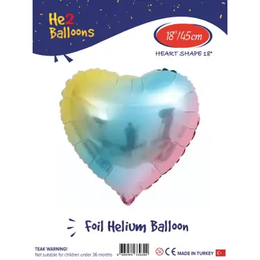 18 Gökkuşağı Kalp Folyo Balon