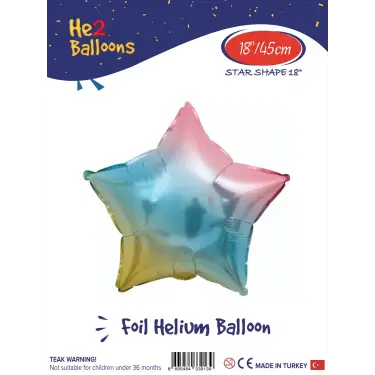 18 Gökkuşağı Yıldız Folyo Balon
