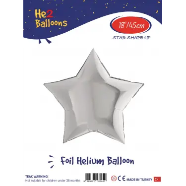 18 Gümüş Yıldız Folyo Balon