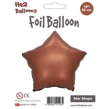 18 Kahverengi Yıldız Folyo Balon