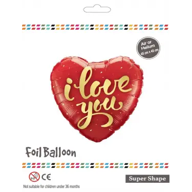 18 Kırmızı Kalp I Love You Folyo Balon