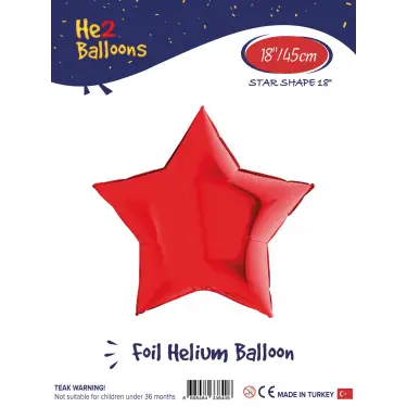 18 Kırmızı Yıldız Folyo Balon