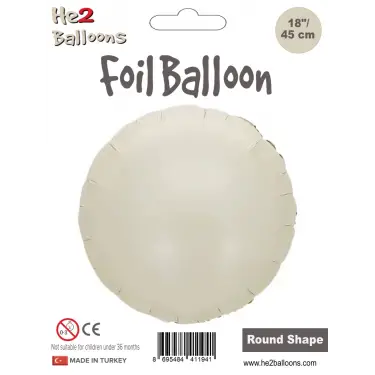 18Krem Yuvarlak Folyo Balon