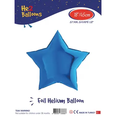 18 Mavi Yıldız Folyo Balon