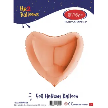 18Rose Gold Kalp Folyo Balon