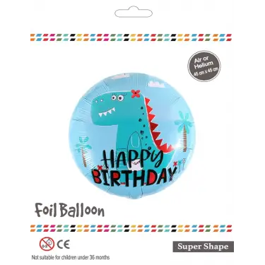 18Yuvarlak Dinazor Folyo Balon